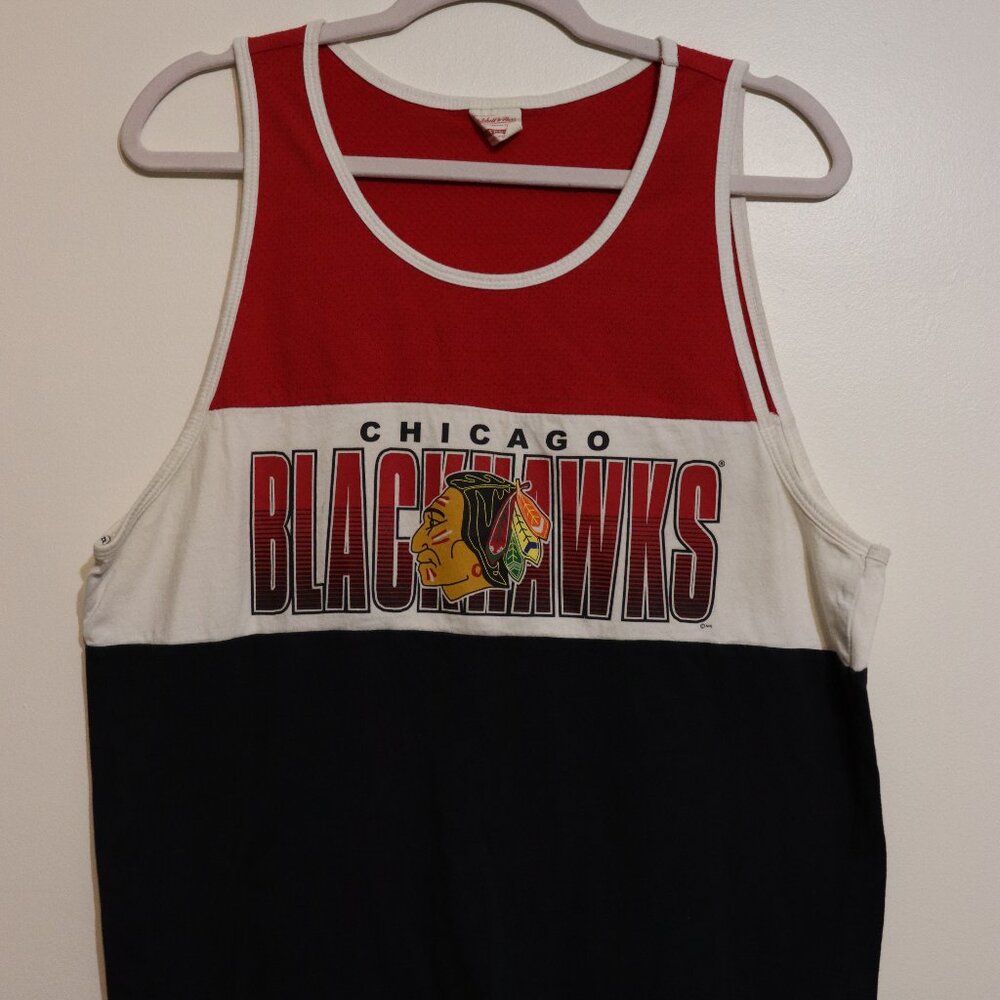 Mitchell & Ness Chicago Blackhawks Colorblock Tank Top Red White Black Size L